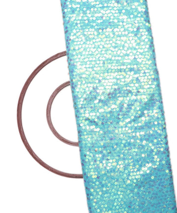 cyan colour sequin net embroidery fabric